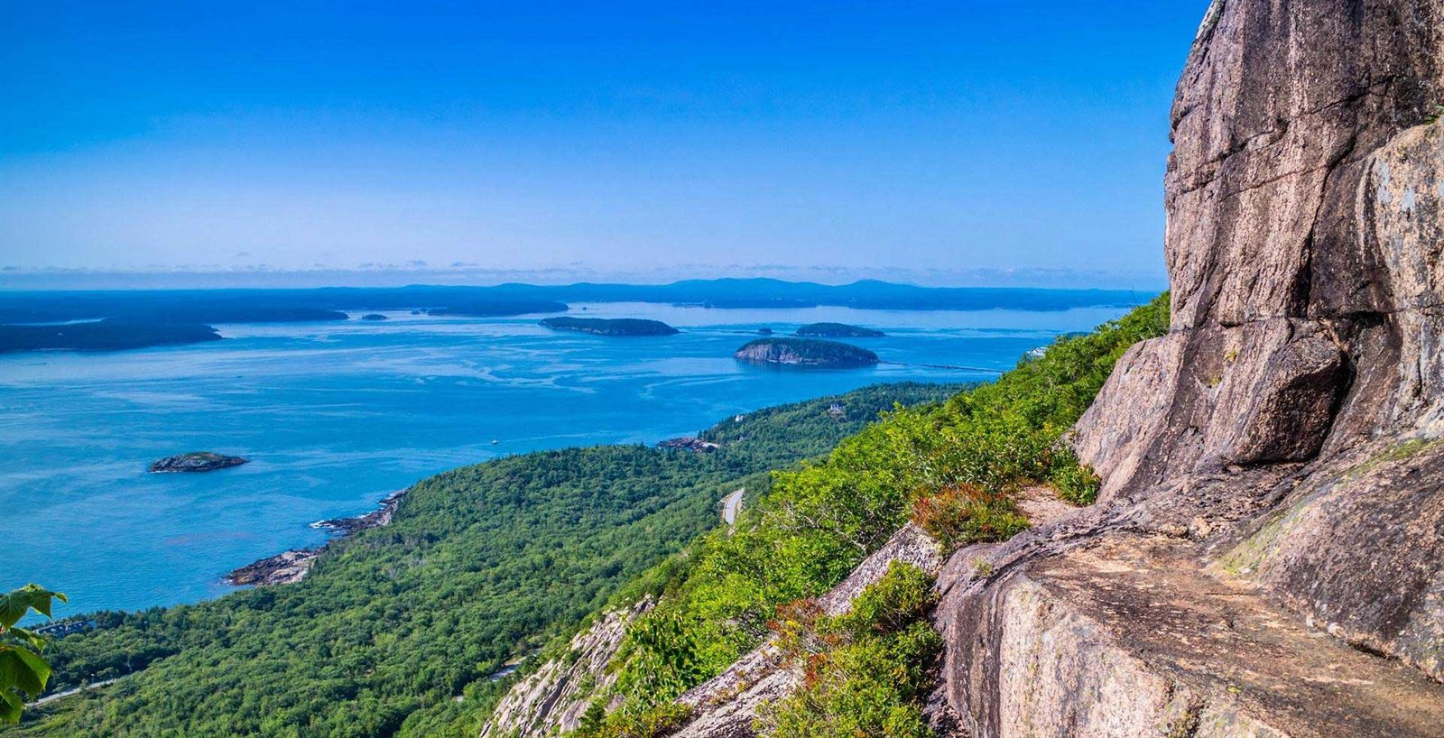 Green coastline and islands